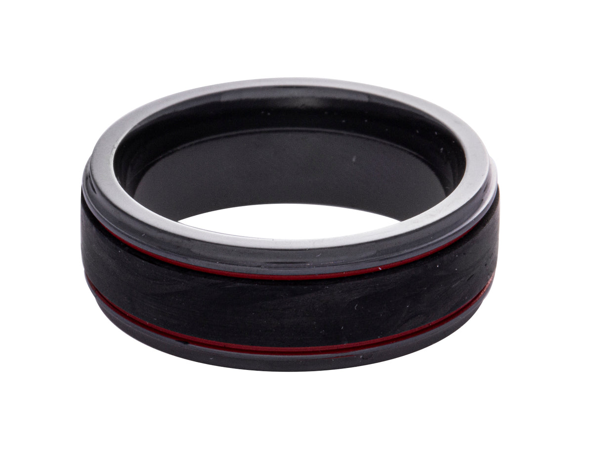 Black Zirconium and Forged Carbon Fiber Wedding Ring
