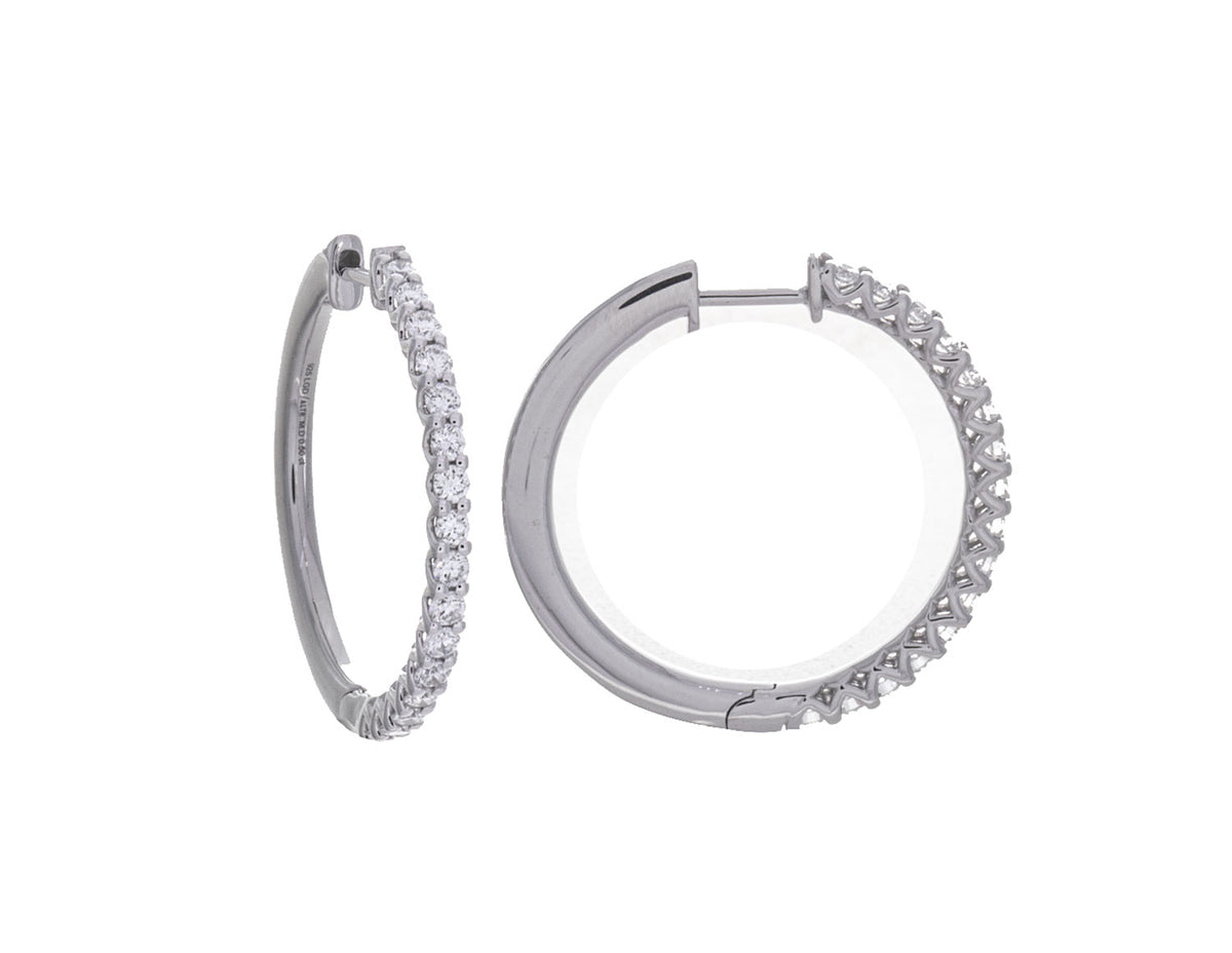 1ct. t.w. Newborn Lab Created Diamond Hoop Earrings in Sterling Silver
