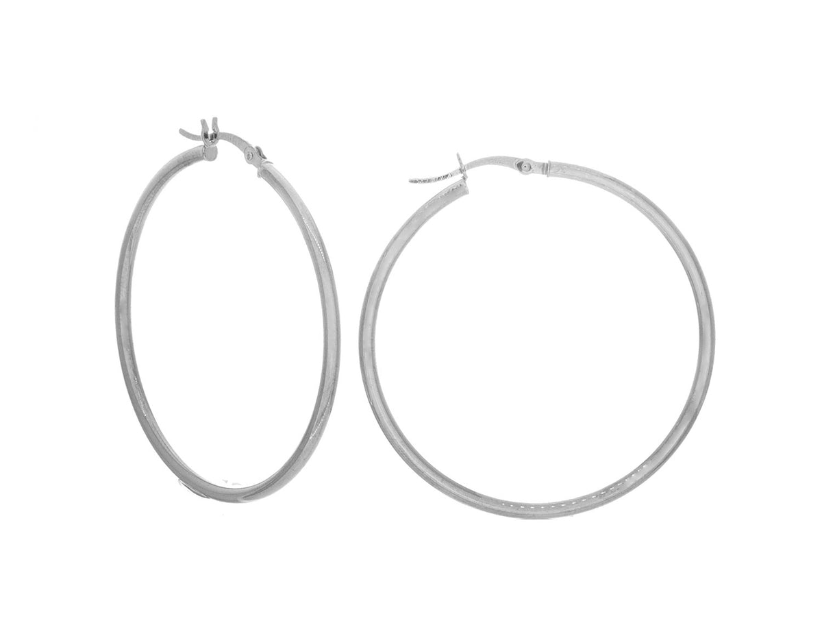 Plain Hoop Earrings in 14K White Gold