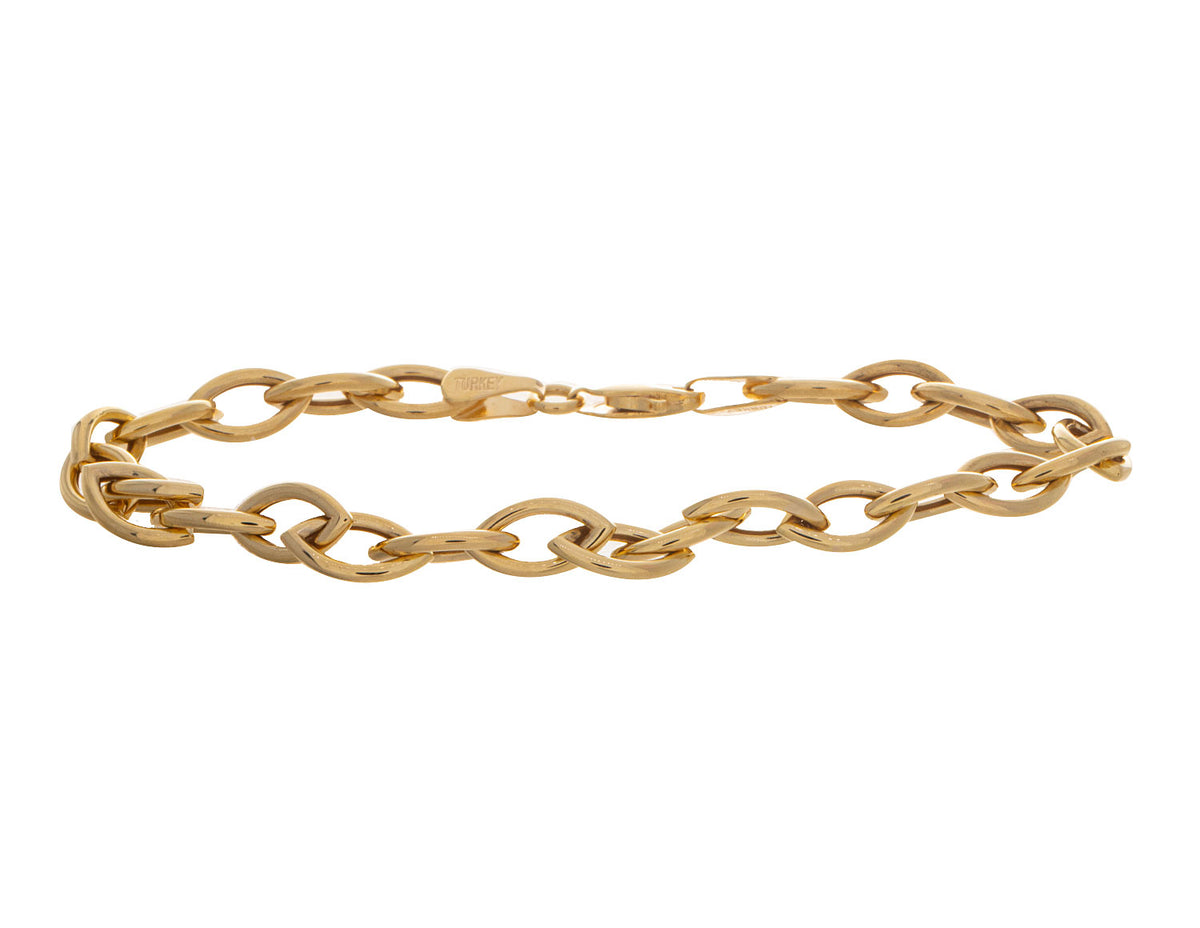 7.5" Marquise Link Chain Bracelet in 14K Yellow Gold