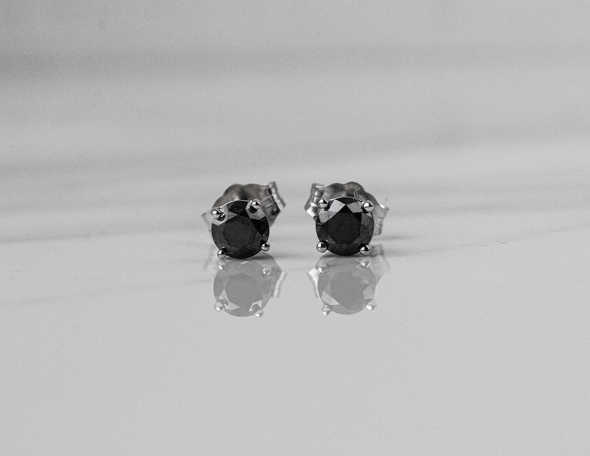 3/4ct. t.w. Black Diamond Stud Earrings in 14K White Gold