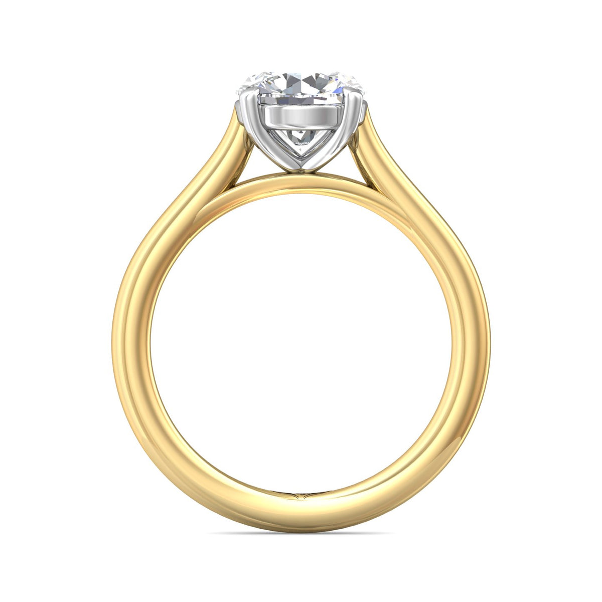 2mm Solitaire Engagement Ring in 14K Yellow and White Gold