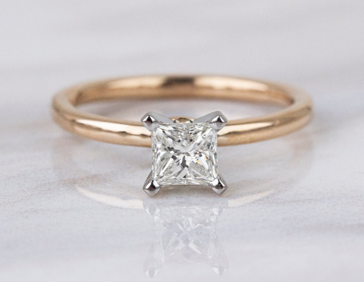 1/2ct. Princess Cut Solitaire Diamond Engagement Ring in 14K Yellow Gold