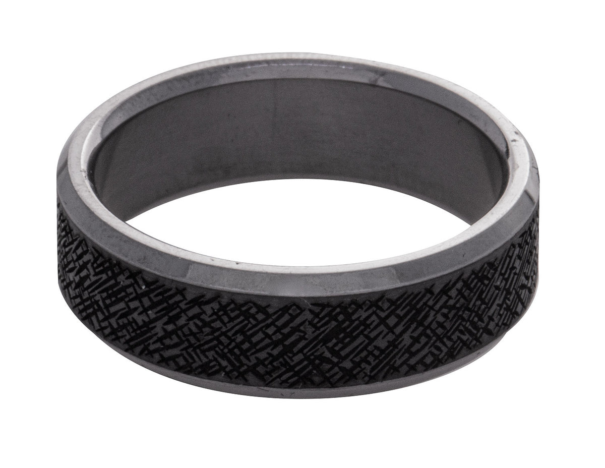 7mm Men's Wedding Ring in Grey Tantalum and Black Carbon Fiber
