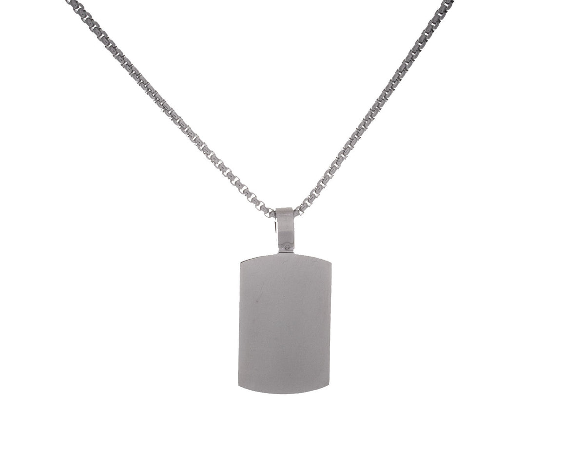 22" Stainless Steel Reversible Polished and Brushed Dogtag Pendant