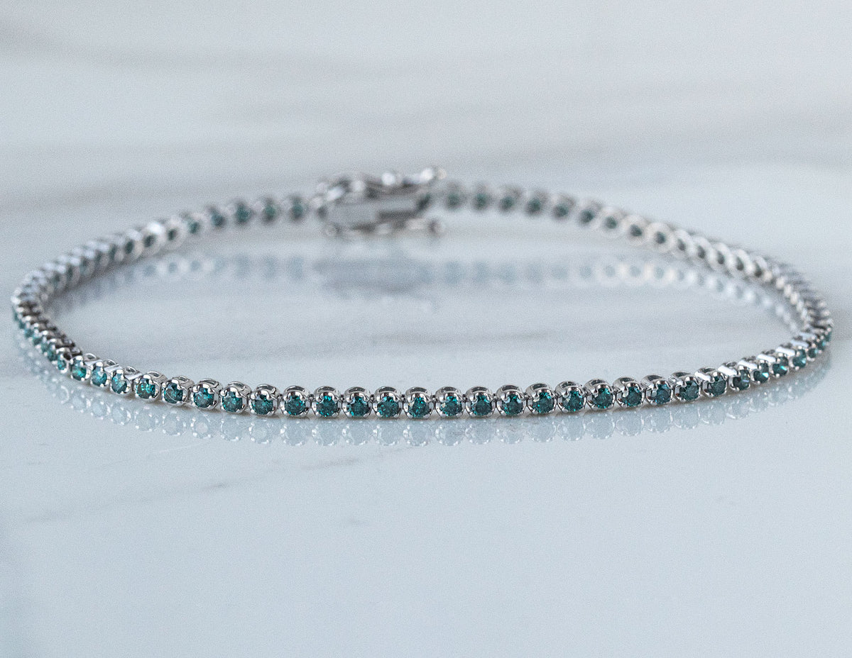 1 1/3ct. t.w. Blue Diamond Bracelet in 14K White Gold