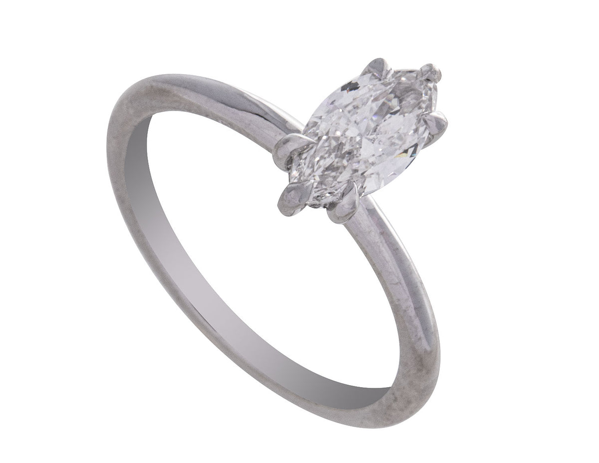 3/4ct. t.w. Marquise Cut Newborn Lab Created Diamond Hidden Halo Engagement Ring in 14K White Gold