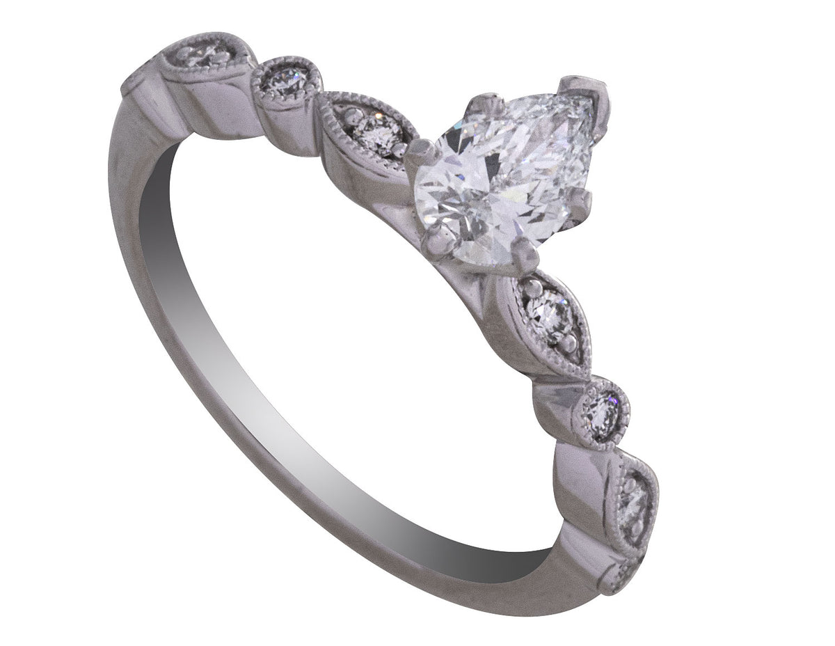 5/8ct. t.w. Pear Cut Newborn Lab Created Diamond Engagement Ring in 14K White Gold
