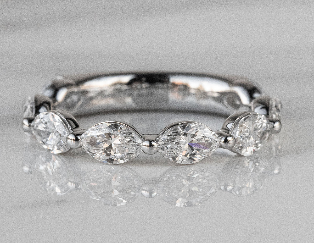 2ct. t.w. Marquise Cut Newborn Lab Created Diamond Anniversary Ring in 14K White Gold