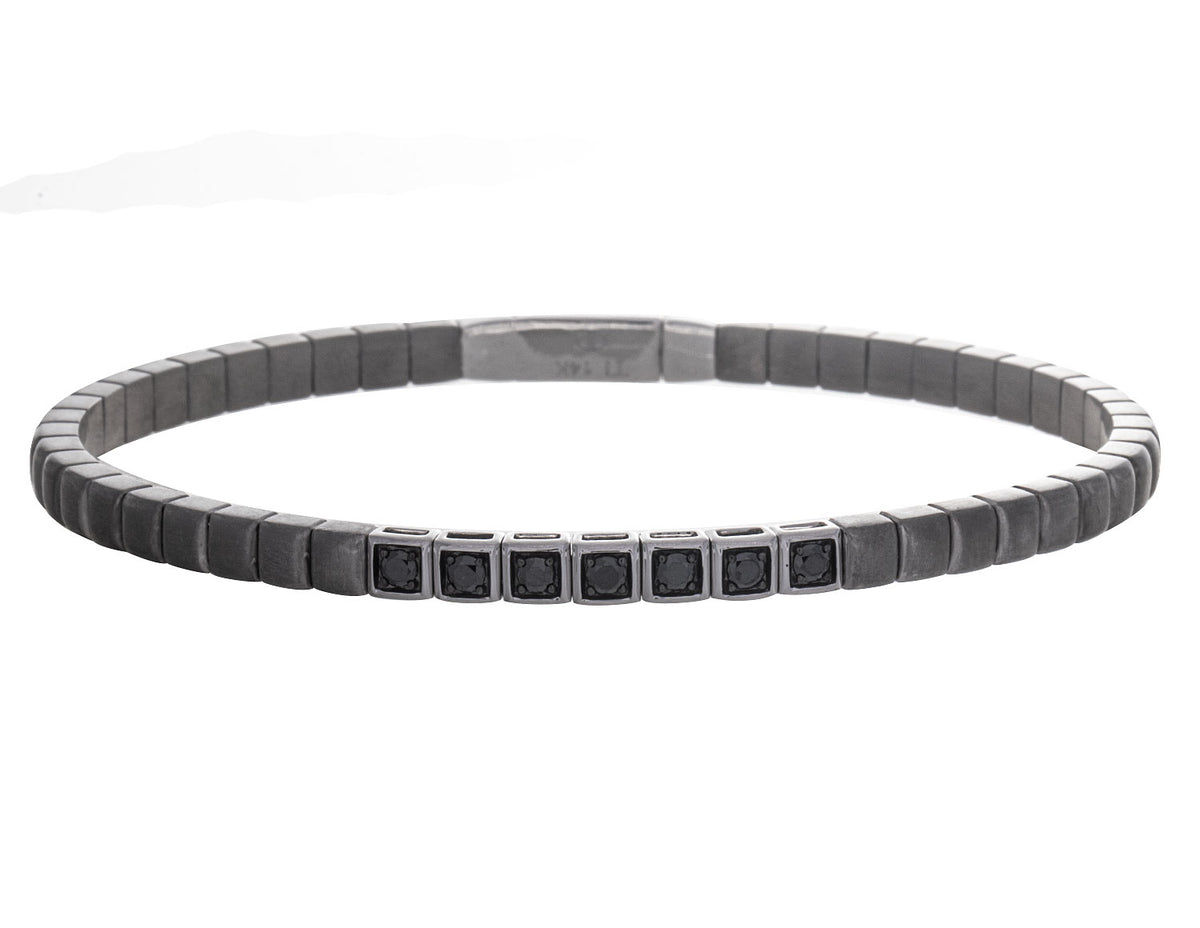 2/5ct. t.w. Diamond Flexie Bangle Bracelet in 14K White Gold and Titanium