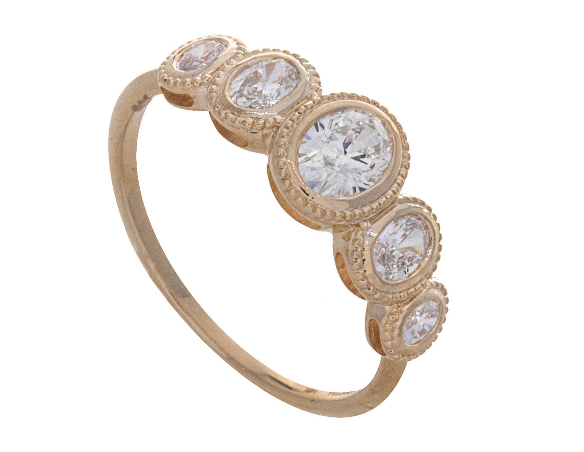 7/8ct. t.w. Oval Diamond Anniversary Ring in 14K Yellow Gold
