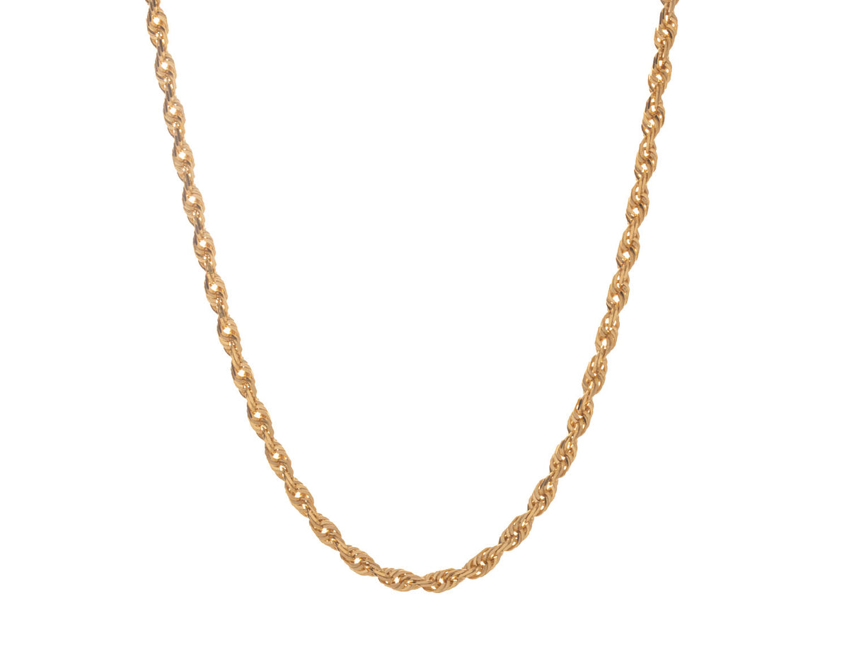 20" Solid Diamond Cut Rope Chain in 10K Yellow Gold
