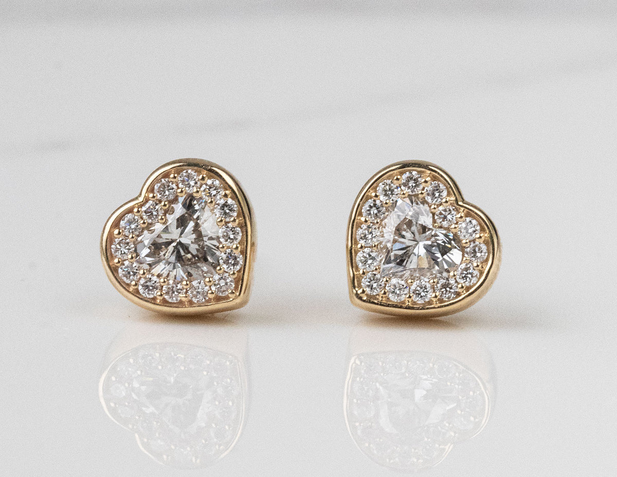 5/8ct. t.w. Newborn Lab Created Diamond Heart Halo Earrings in 14K Yellow Gold