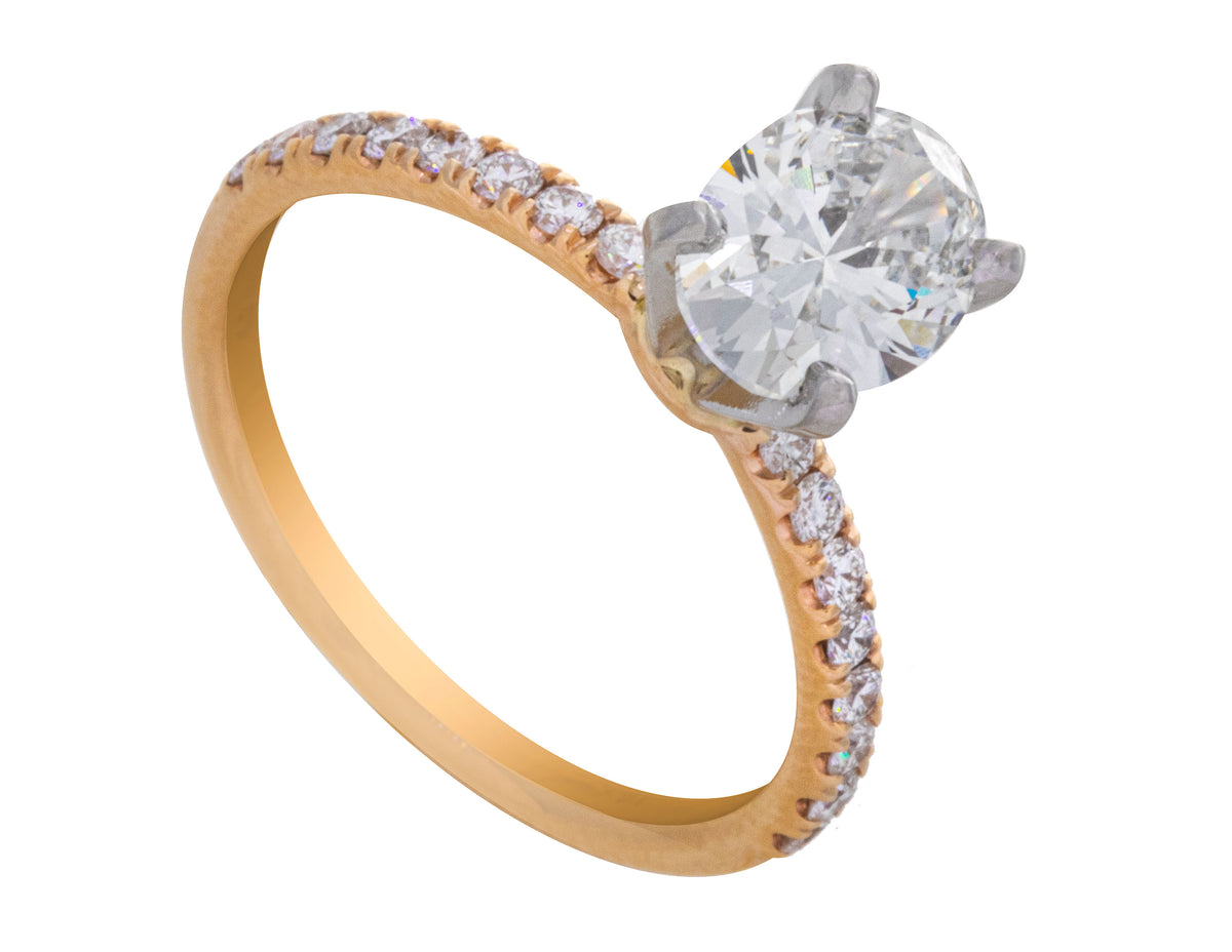 1 1/3ct. t.w. Oval Cut Newborn Lab Created Diamond Engagement Ring in 14K Yellow Gold