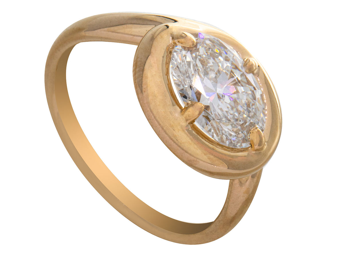 1 1/2ct. Oval Cut Newborn Lab Created Diamond Solitaire Engagement Ring in 14K Yellow Gold