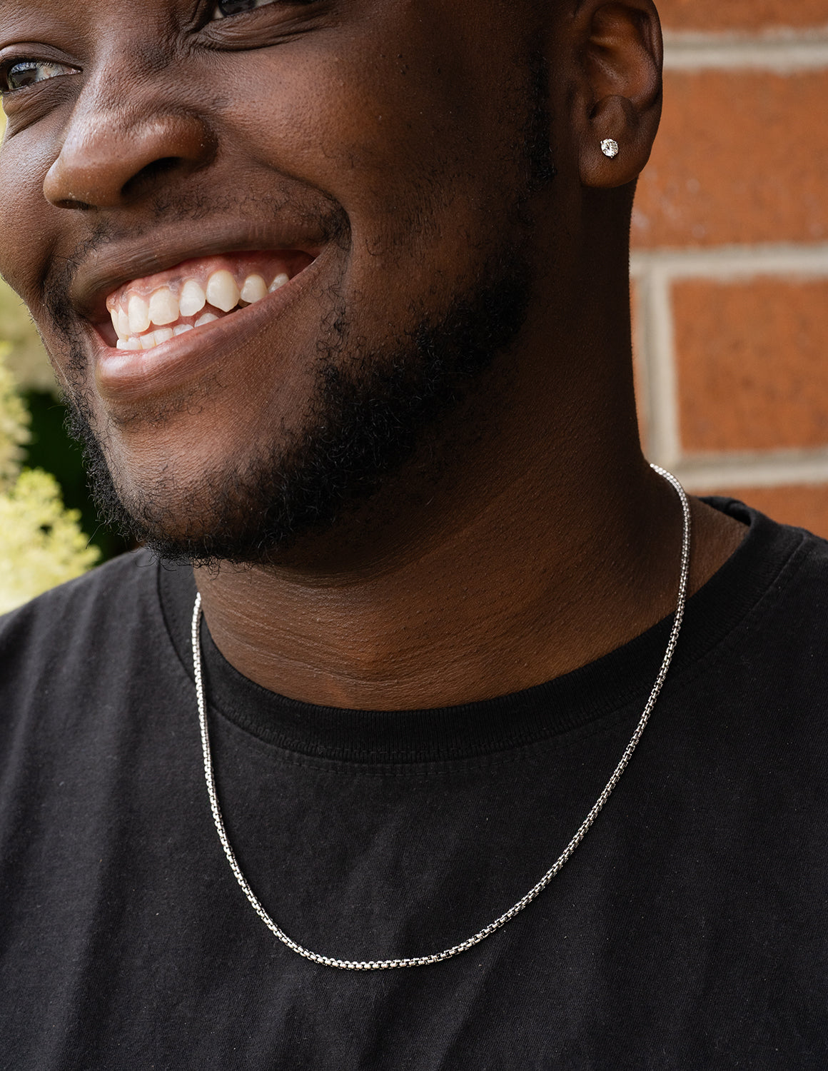 22" Solid Round Box Chain in 14K White Gold