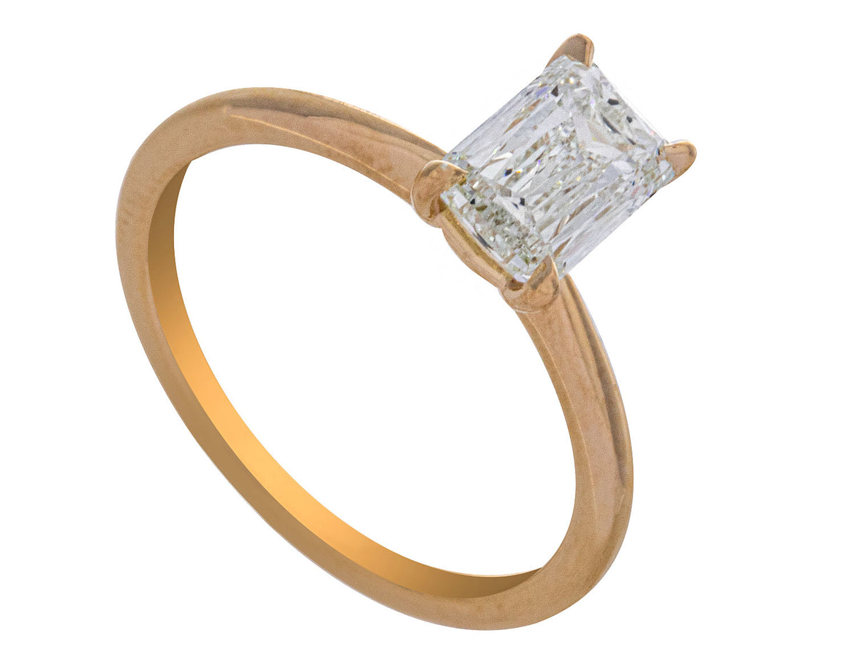1.52ct. Kessler Emerald Cut Solitaire Engagement Ring in 14K Yellow Gold