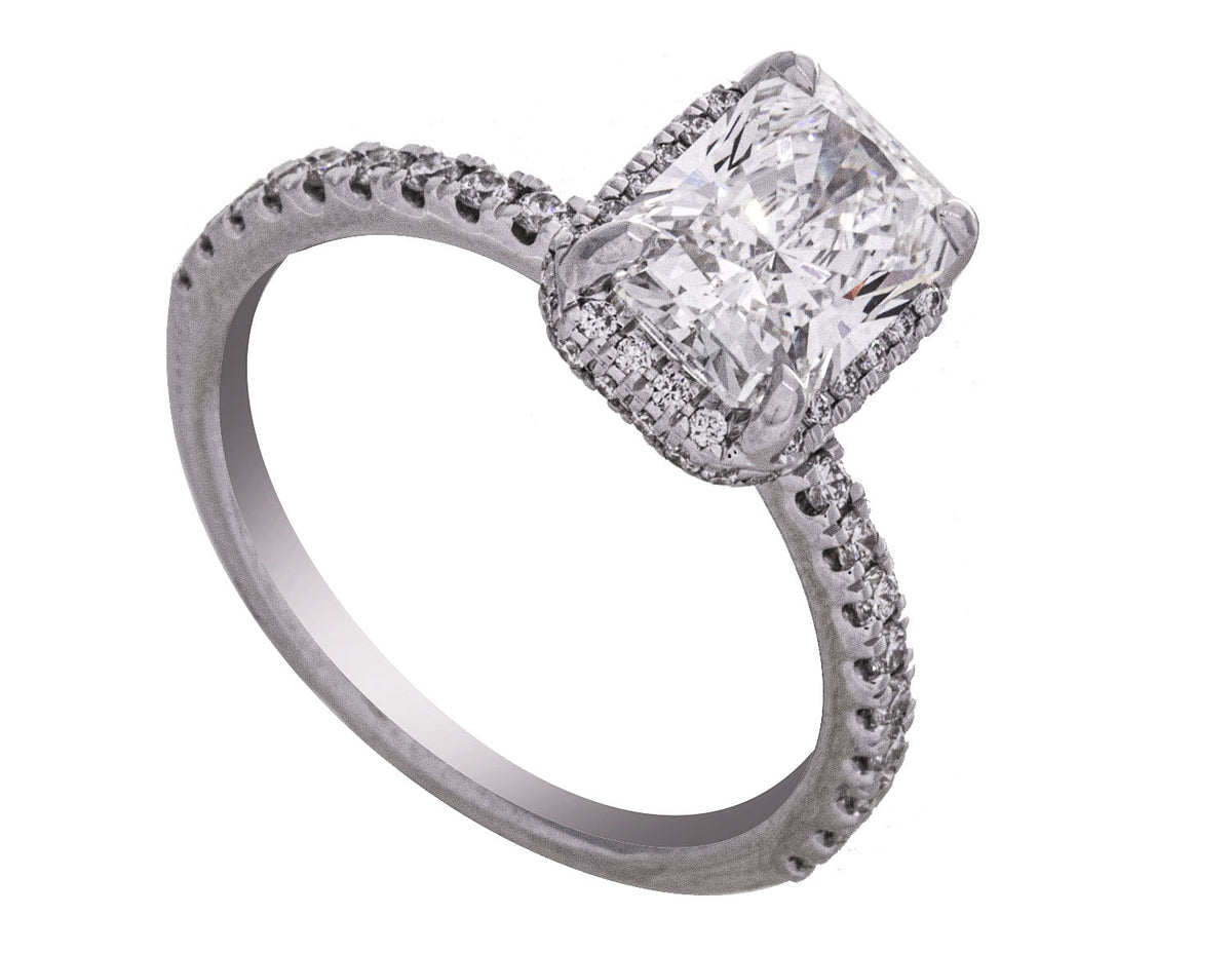 2 1/2ct. t.w. Radiant Cut Newborn Lab Created Diamond Engagement Ring in 14K White Gold