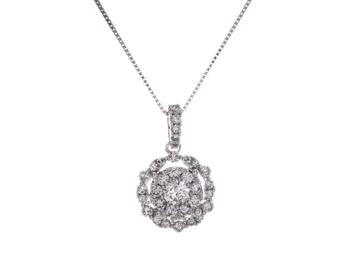3/4ct. t.w. Diamond Cluster Pendant in 14K White Gold