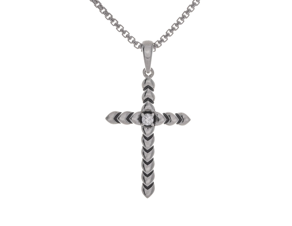 .04ct. Diamond Cross Pendant in Sterling Silver
