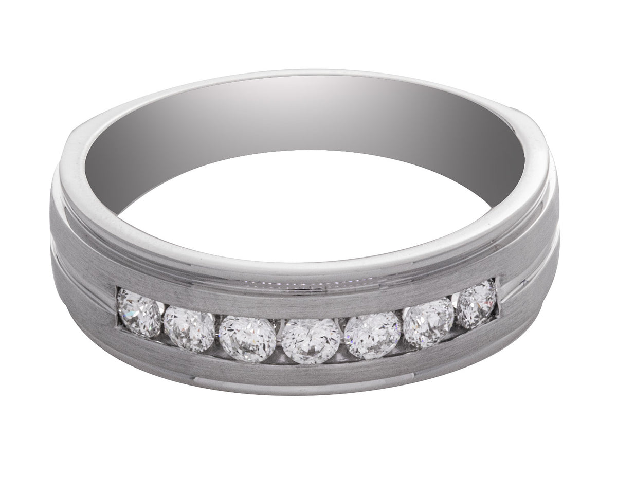 1/2ct. t.w. Round Cut Kessler 81 Diamond Men's Wedding Band in 14K White Gold
