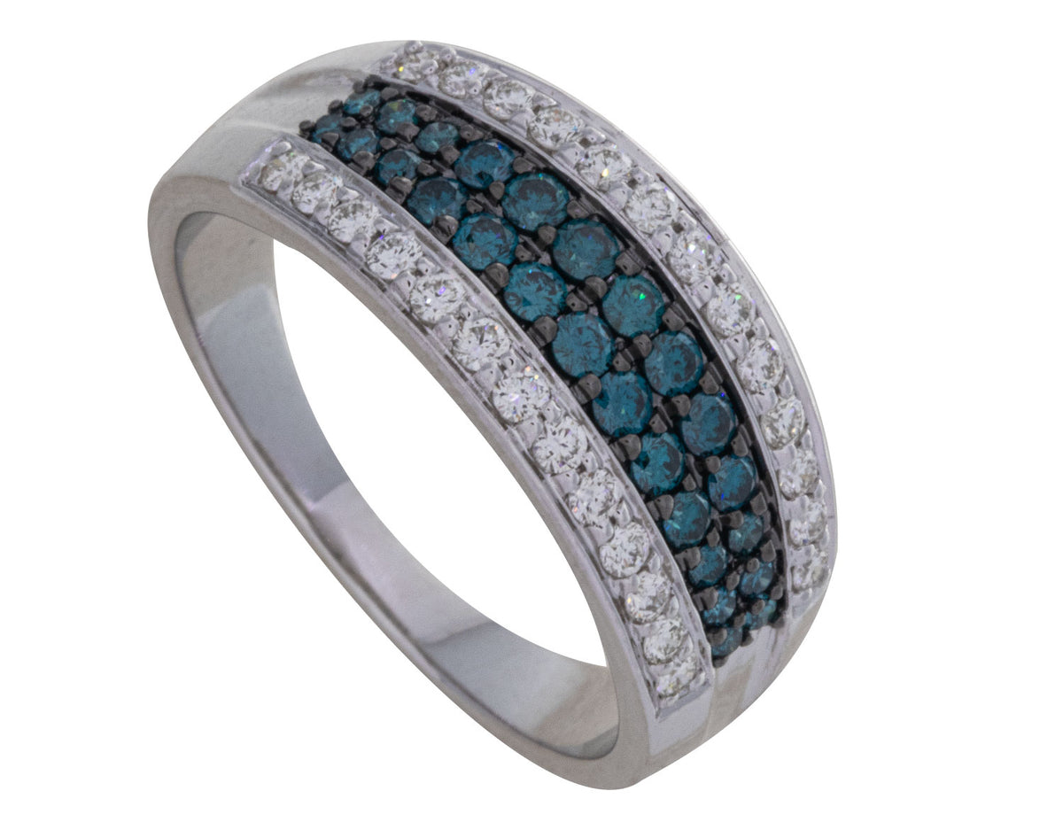 3/4ct. t.w. Blue and White Diamond Ring in 14K White Gold