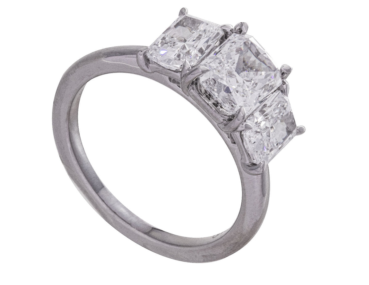 3ct. t.w. Radiant Cut Newborn Lab Created 3-Stone Anniversary Ring in 14K White Gold