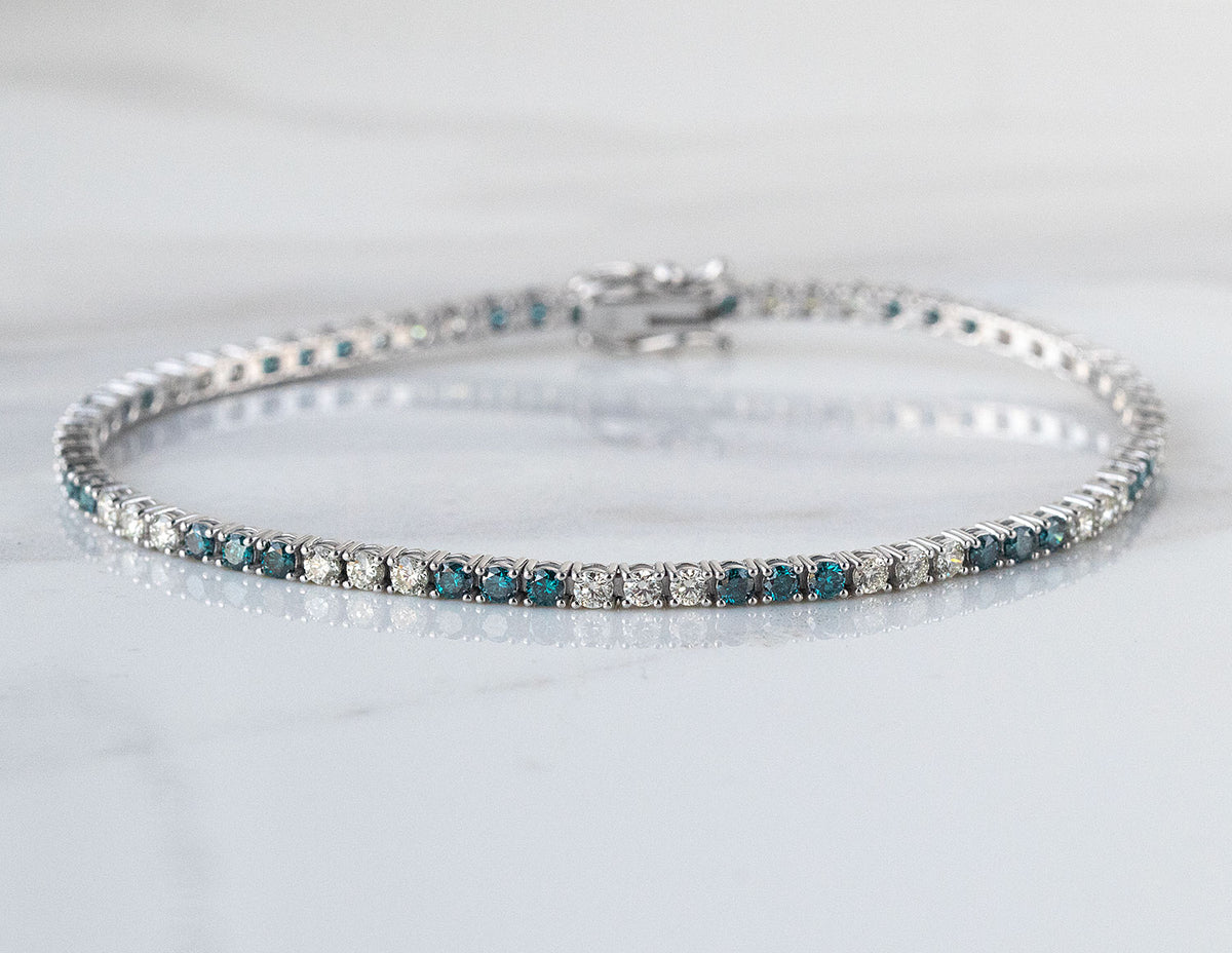 3ct. t.w. Blue and White Diamond Bracelet in 14K White Gold