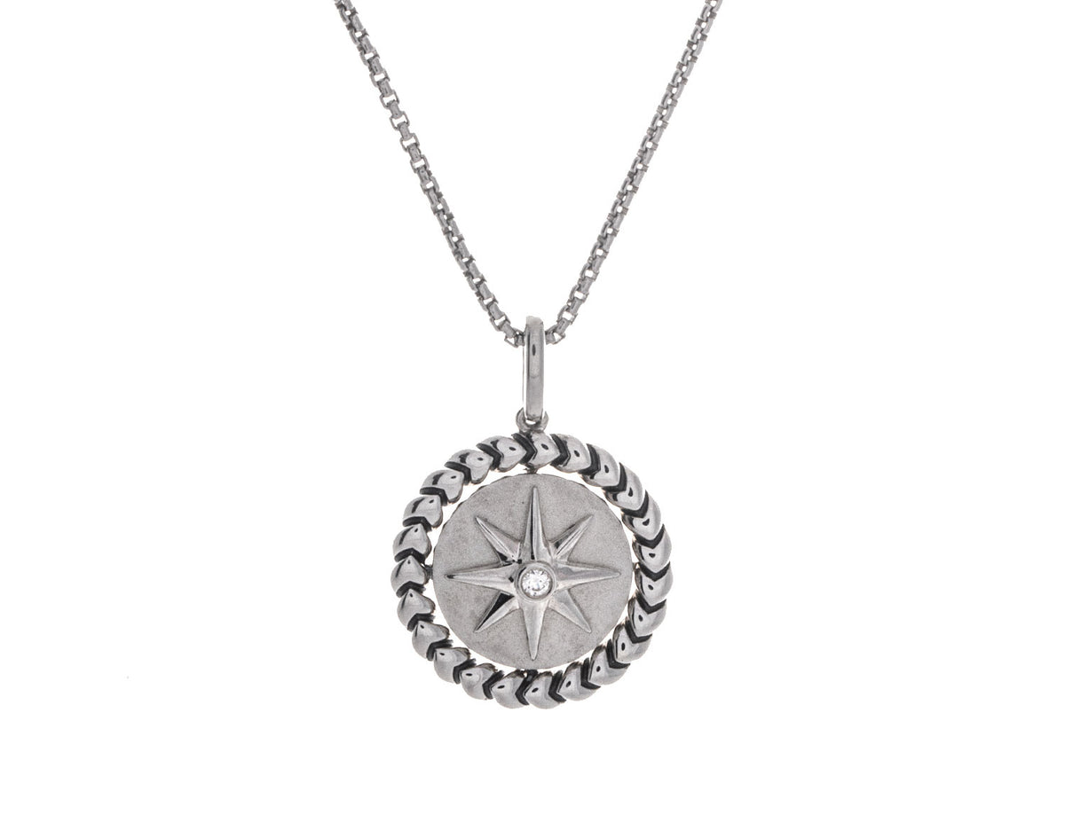.02ct. Diamond Compass Pendant in Sterling Silver