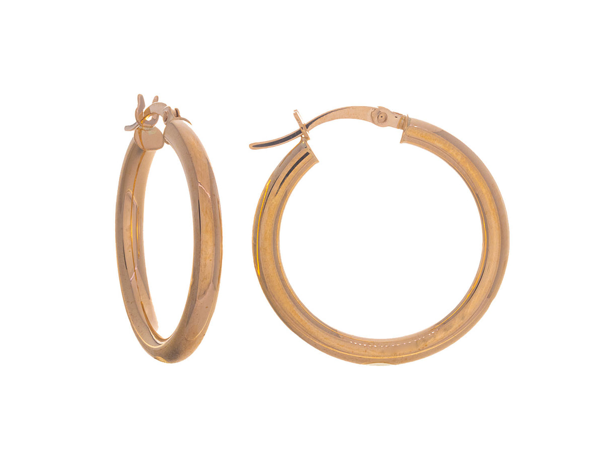 Round Hoop Earrings in 10K Yellow Gold
