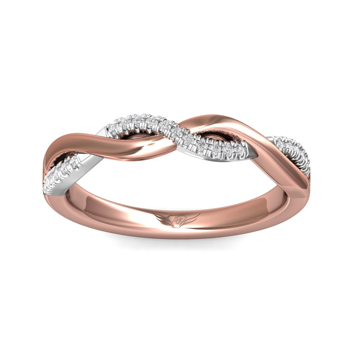 1/10ct. t.w. Round Cut Diamond Wedding Ring in 14K Rose and White Gold