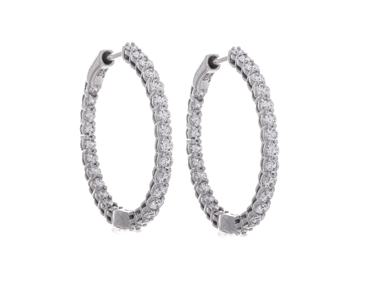 2ct. t.w. Diamond Hoop Earrings in 14K White Gold