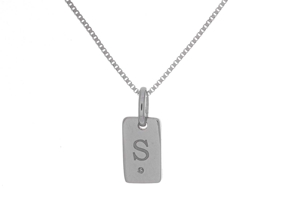 .01ct. Laser Initial "S" Pendant in Sterling Silver