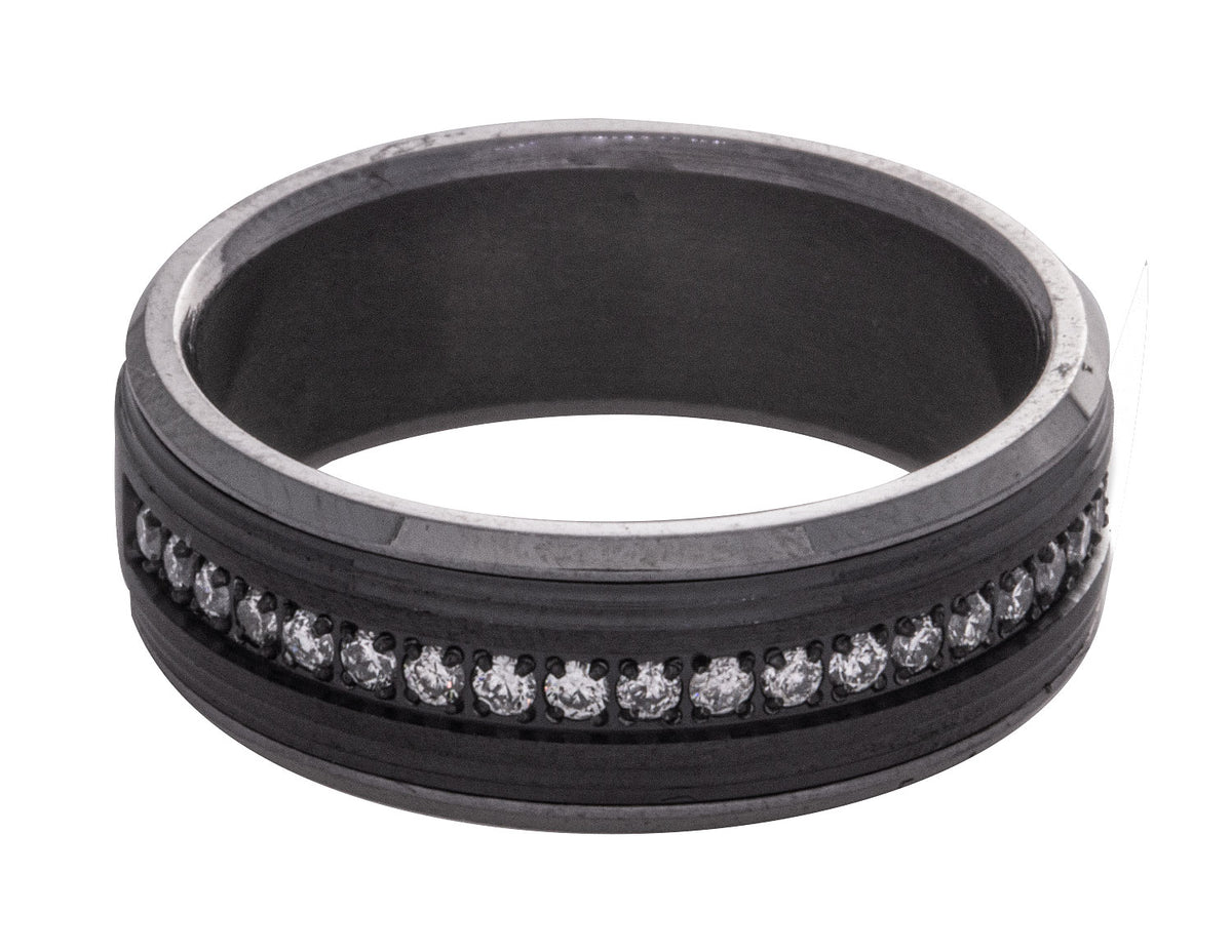 1/3ct. t.w. Diamond Men's Wedding Band in Grey Tantalum and Black Titanium