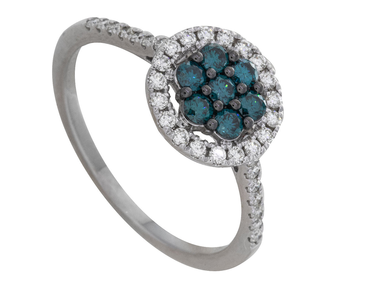 1/2ct. t.w. Blue and White Diamond Ring in 14K White Gold