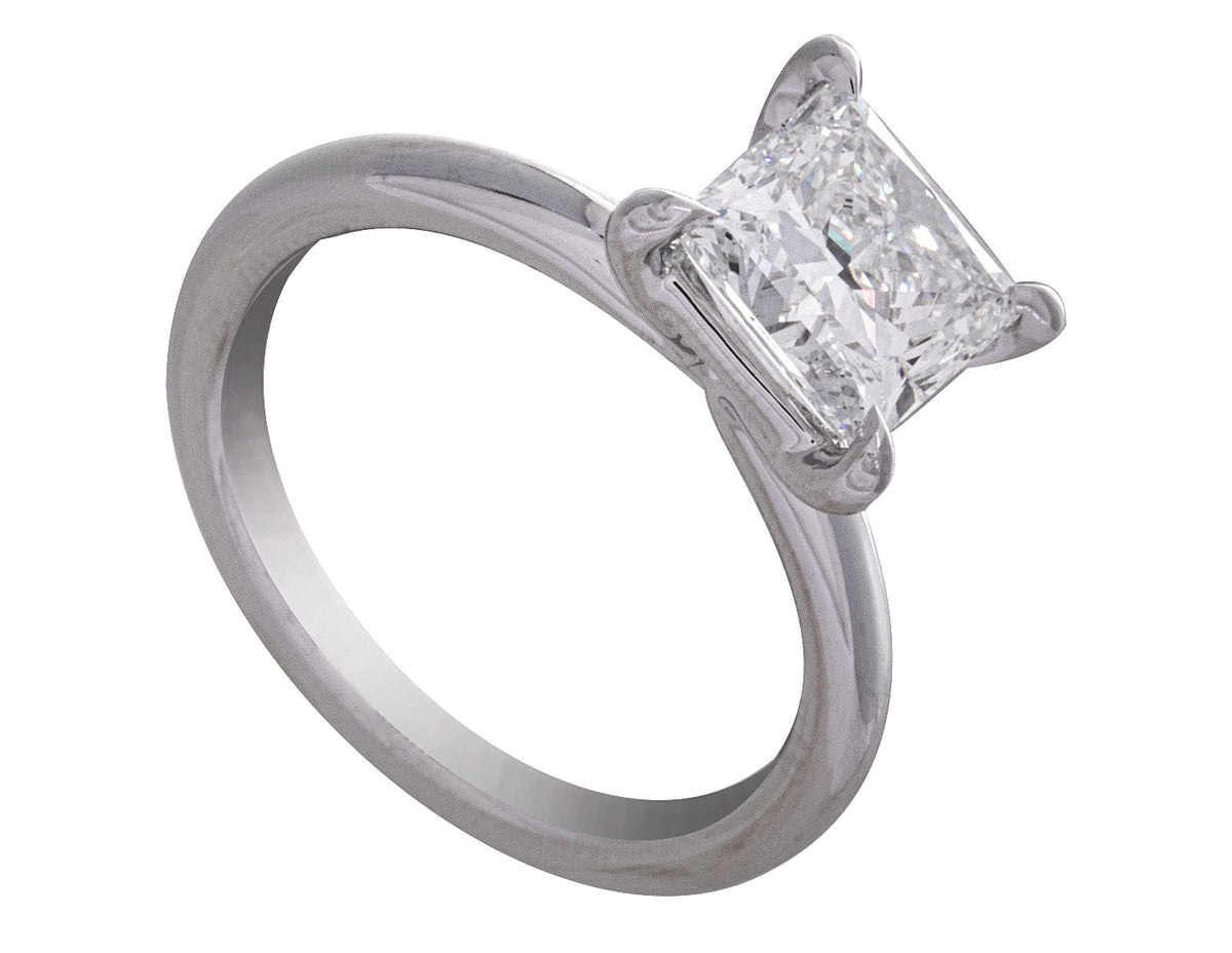 2ct. Princess Cut Newborn Lab Created Solitaire Engagement Ring in 14K White Gold