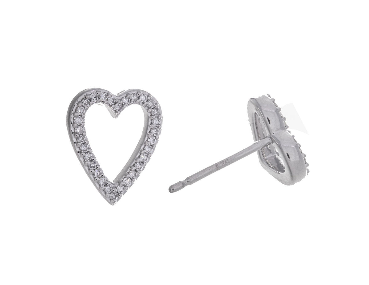 1/5ct. t.w. Diamond Heart Earrings in Sterling Silver