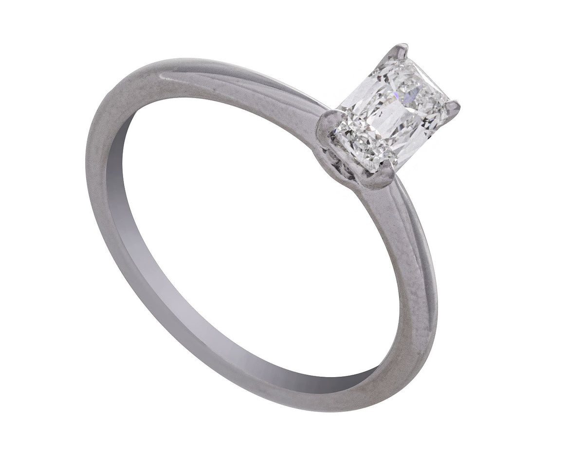 .74ct. Kessler Emerald Cut Solitaire Engagement Ring in 14K White Gold
