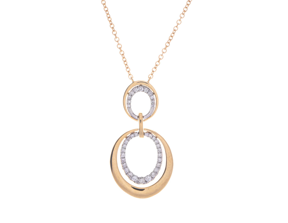 1/4ct. t.w. Diamond Oval Drop Pendant in 14K Yellow Gold and Platinum