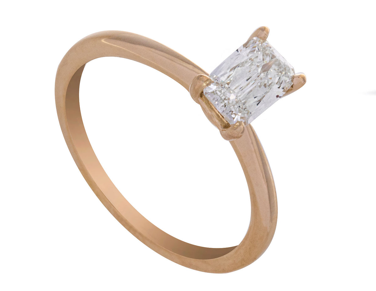 .90ct. Kessler Emerald Cut Solitaire Engagement Ring in 14K Yellow Gold