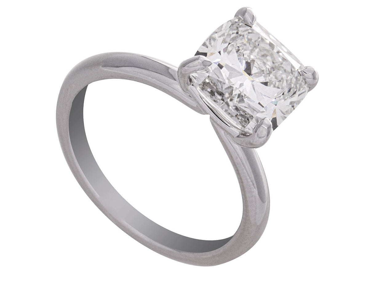 4ct. Cushion Cut Newborn Lab Created Solitaire Engagement Ring in 14K White Gold