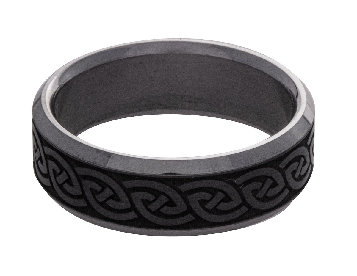 7mm Men's Wedding Ring in Grey Tantalum and Black Carbon Fiber