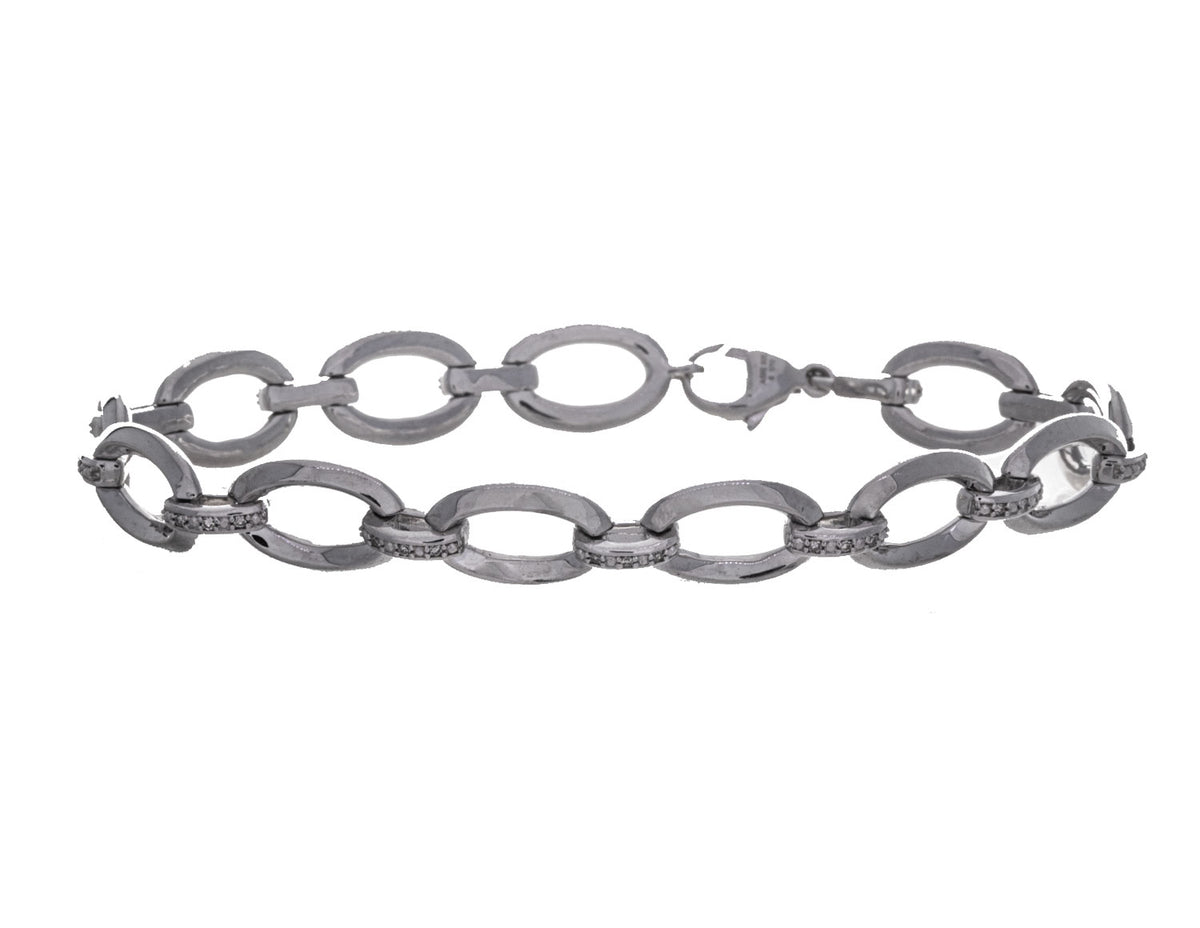 1/10ct. t.w. Oval Link Diamond Bracelet in Sterling Silver