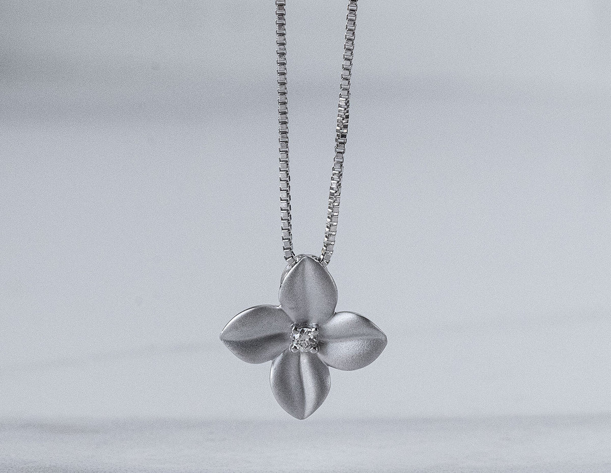 .02ct. Diamond Flower Pendant in Sterling Silver