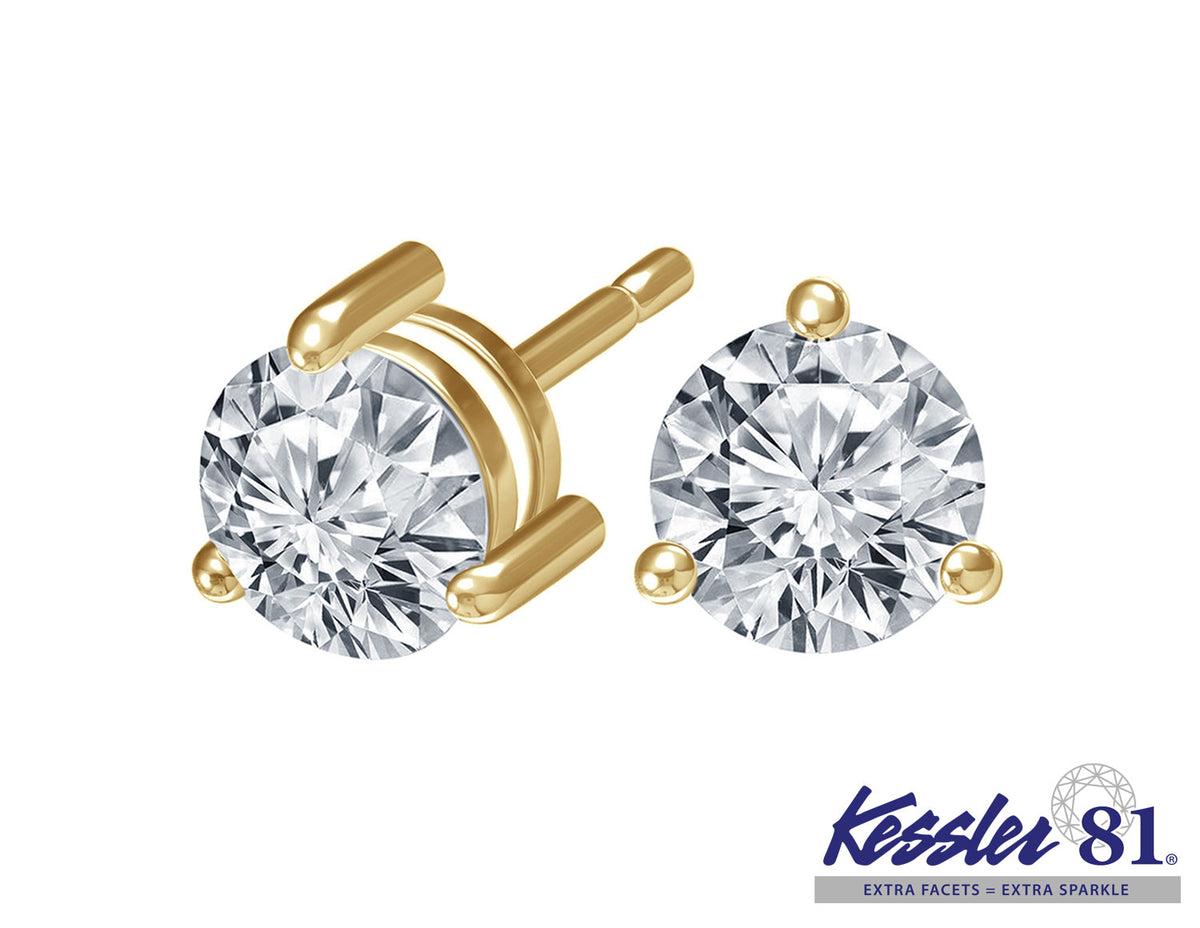 1/2ct. t.w. Kessler 81 Round Diamond Stud Earrings in 14K Yellow Gold