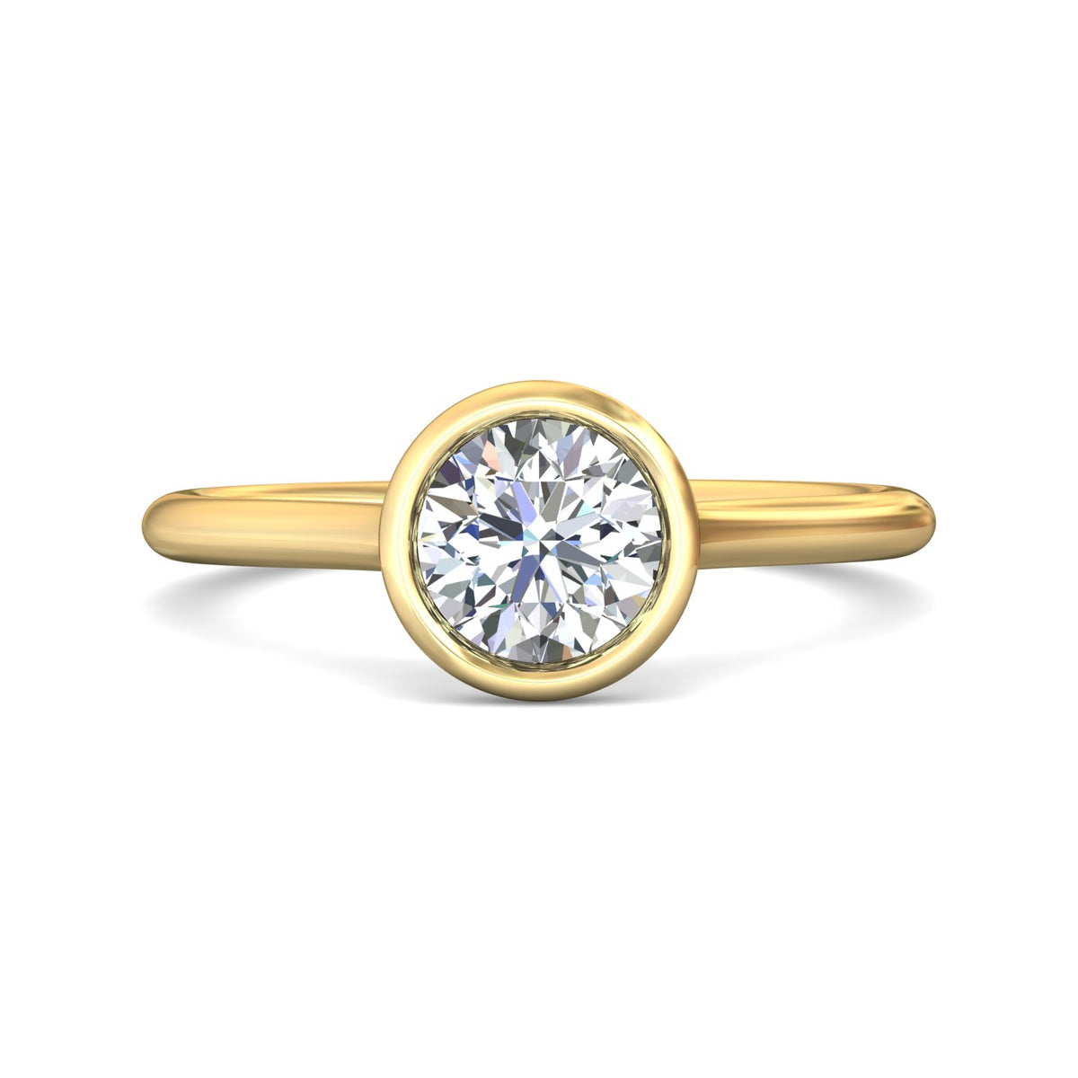 1.8mm Bezel Set Solitaire Engagement Ring in 14K Yellow Gold