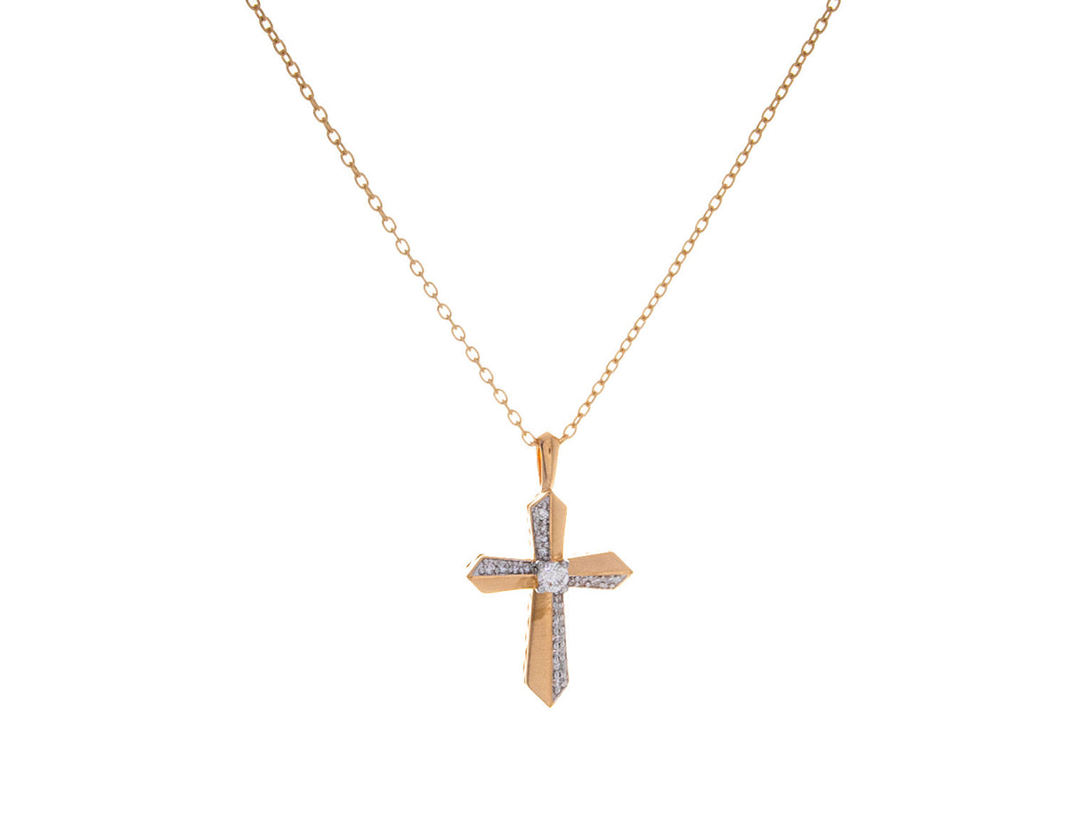 1/7ct. t.w. Diamond Cross Pendant in Vermeil