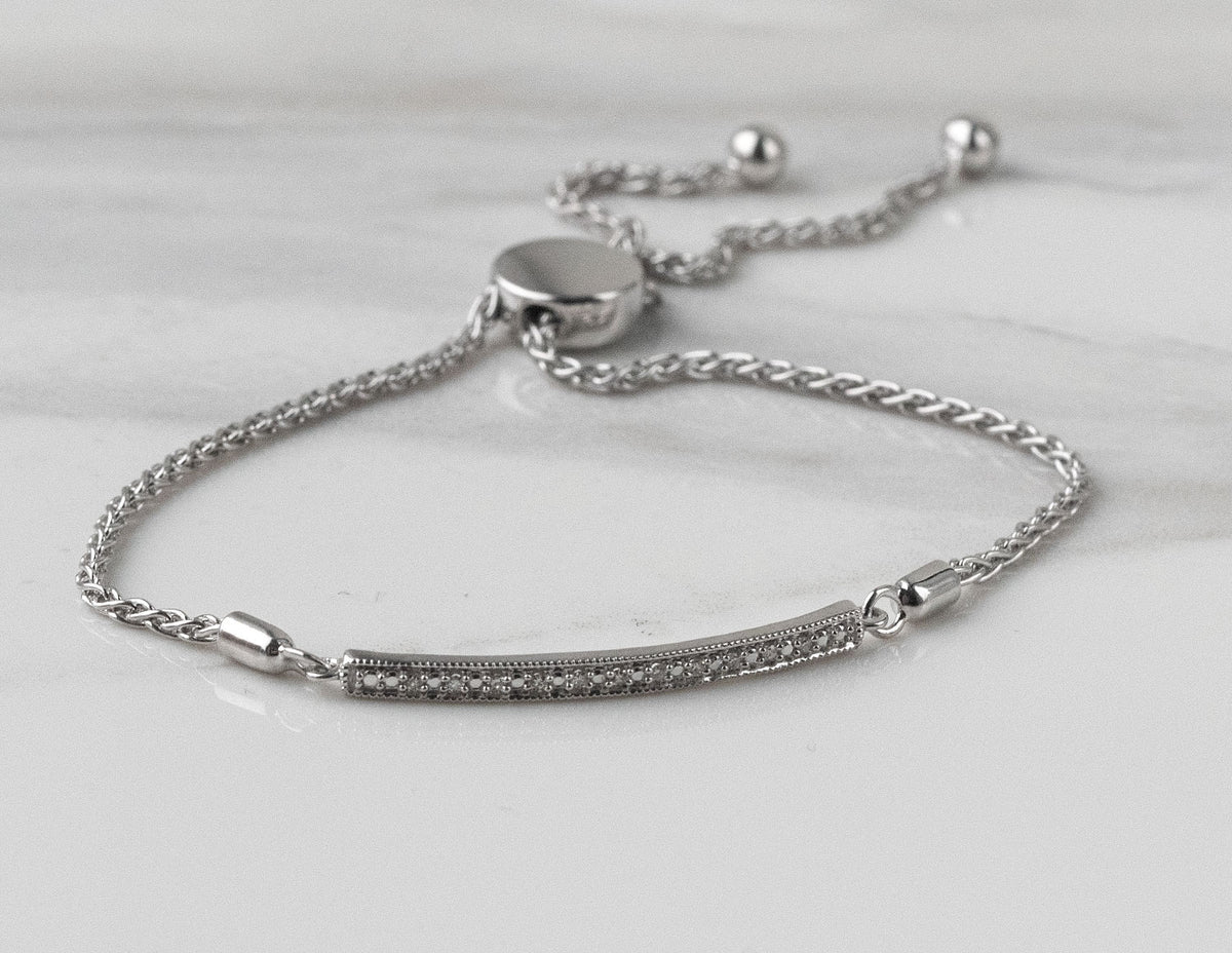 .06ct. t.w. Bar Bolo Diamond Bracelet in Sterling Silver