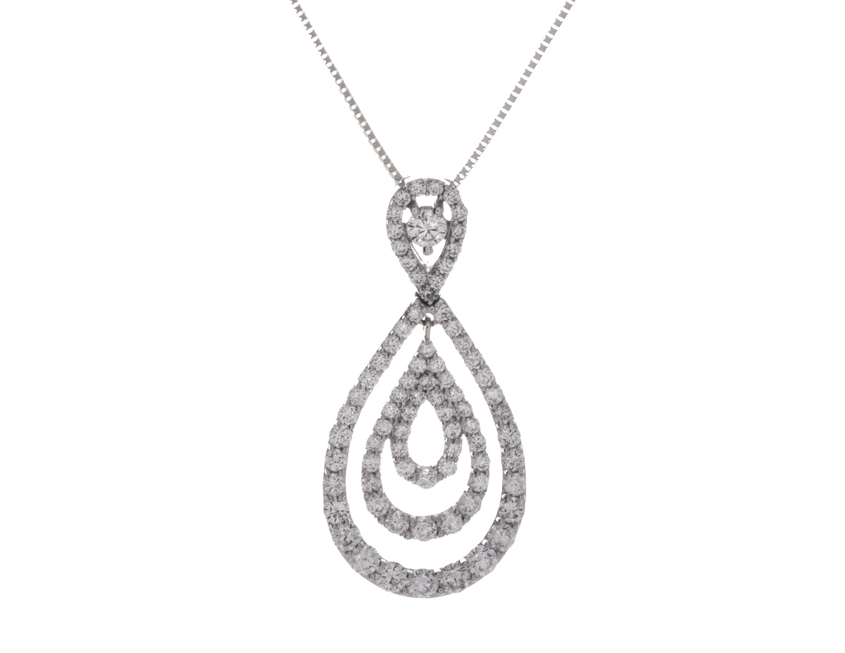 1 5/8ct. t.w. Diamond Drop Pendant in 14K White Gold