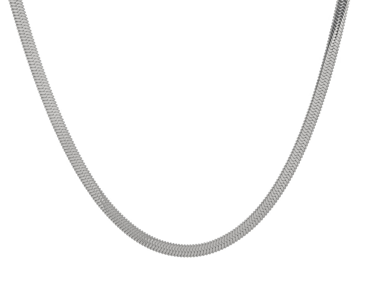 Stainless Steel Polished Herringbone Chain Necklace